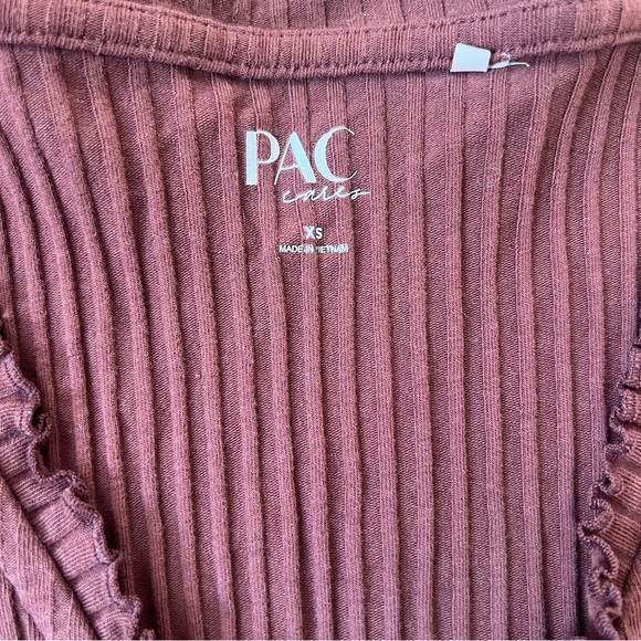 PacSun Brown Ribbed Button-Down Top - Picture 2 of 3